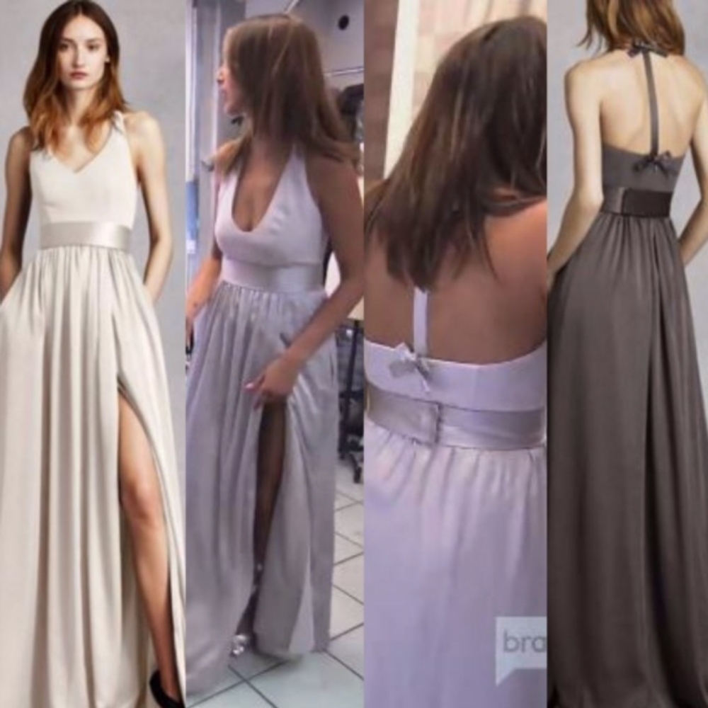 White By Vera Wang Blush Pink Full Length Bridesmaid Special Event Gown, Size 0 - Picture 2 of 13